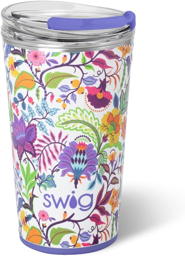 Swig Life 24oz Party Cup, Stackable Insulated Travel Coffee Tumbler with EZ Slider Lid, Cup Holder Friendly Travel, Stainless Steel 24 oz Tumbler, Reusable Mug (Mystique)