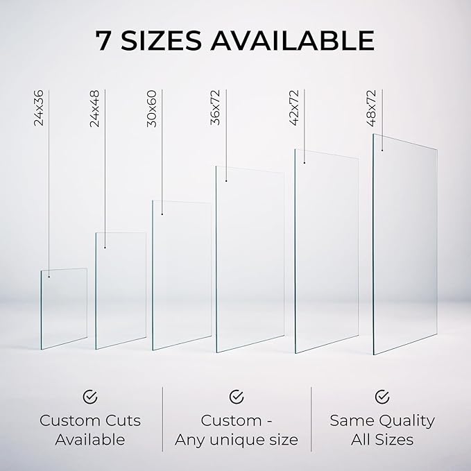 Fab Glass and Mirror Tempered Glass Table Top 24x48 Inch Rectangle 1/4" Thick Clear Furniture Protector with Flat Polish Edge Eased Corners for Coffee Dining Tables Desks