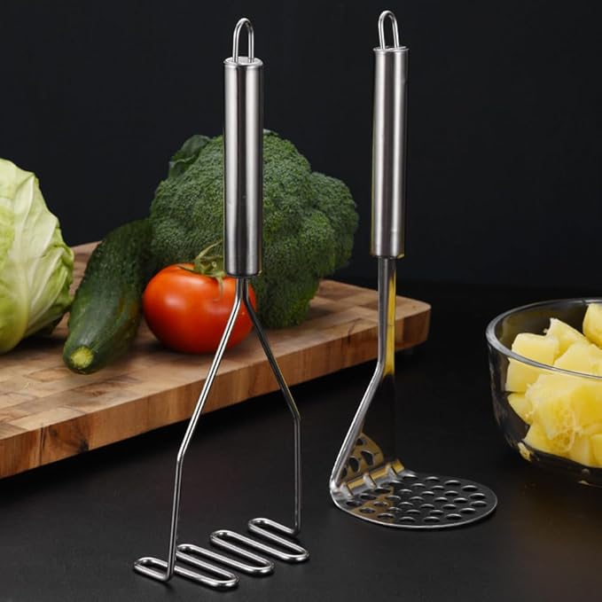 2 Pcs Potato Masher,Stainless Steel Mashed Potato Masher,Efficient Mashing Tool,Heavy Duty Wire Type Masher,Kitchen Masher Tool for Potato,Avocado,Fruits,Vegetables,Easy to Clean