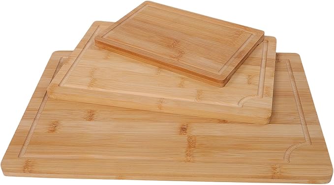 Pssopp Kitchen Sorting Cutting Boards 3PCS Wood Chopping Boards, Kitchen Sorting Cutting Smooth Charcuterie Butcher Blocks for Serving Meat Fruit Vegetables Cheese Food