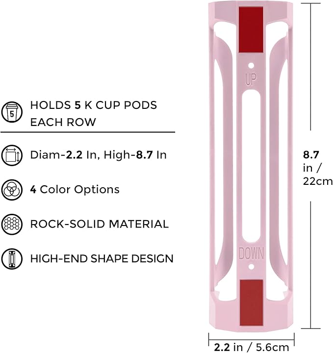 K Cup Holder for Keurig: Coffee Pod Holders for Counter Small Space - Kcup holders for Wall Mount (3, Pink)
