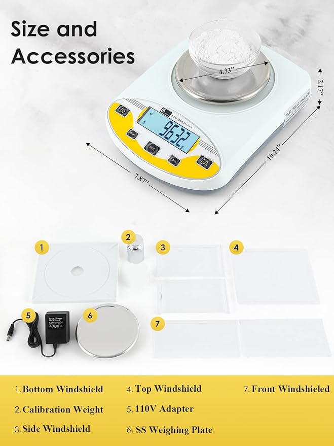CGOLDENWALL Precision Lab Scale 1000gX0.01g Analytical Electronic Balance Digital Laboratory Scale Precision Jewelry Scales Kitchen Precision Weighing Electronic Scales Calibrated 110V (1000g, 0.01g)