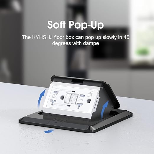 KYHSHJ Pop Up Floor Electrical Outlet with 20 Amp Stainless Steel GFCI Tamper Receptacle Outlet, Corrosive Resistant Hardware，ETL Listed,Black
