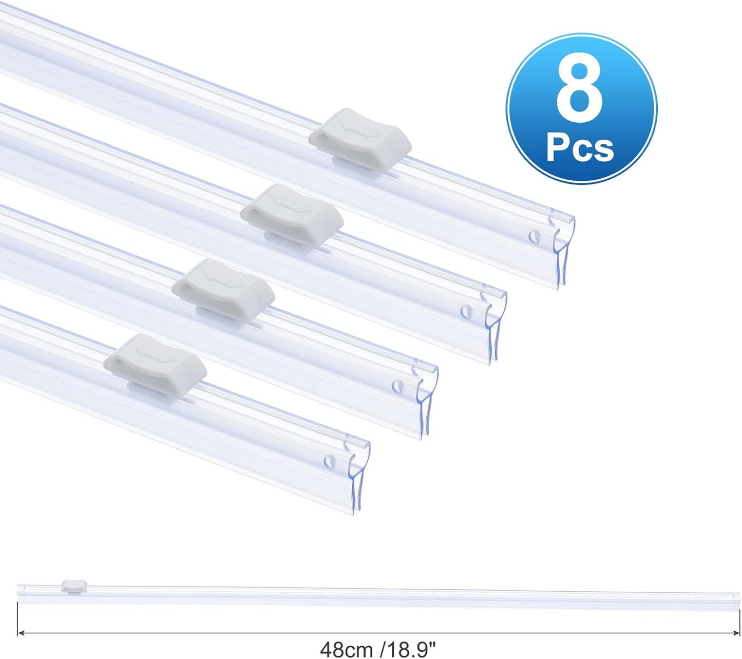 PATIKIL 8pcs Plastic Wrap Cutter, 19in Plastic Wrap Slide Cutter Snap Card Slot Installation Replacement for Aluminum Foil Wax Paper Parchment Paper Wrap Dispenser, White