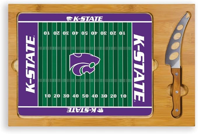 PICNIC TIME NCAA Icon Glass Top Cutting Board & Knife Set, Cheese Boards Charcuterie Boards, Serving Platter, (Parawood & Bamboo)