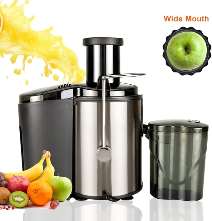 800W Electric Juicer Centrifugal Juicer Machine Fruit Vegetable Juicer 800ml Large Capacity Stainless Steel Blade Easy Clean Black for Home Kitchen