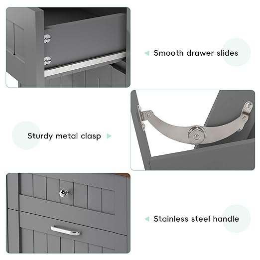 Betterhood Double Tilt Out Trash Cabinet with Power Outlet, 10 Gallon Trash Cabinet with Storage,Pet Proof Trash Can with 2 AC & USB Sockets for Kitchen,Living Room (Grey, Double Door)