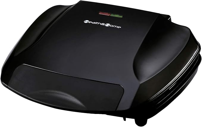 Health and Home 2-Serving Classic Plate Grill Maker and Panini Press, Black, KS-306