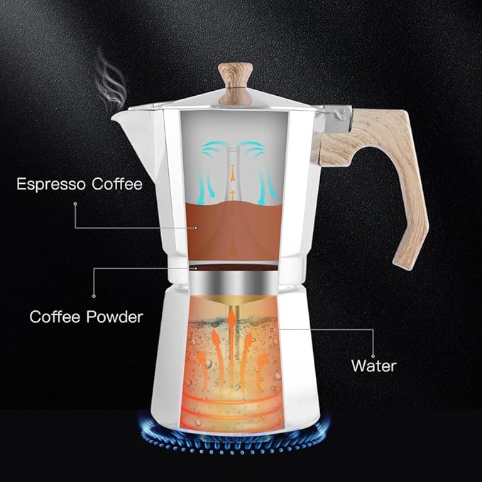 wedrink Stovetop Espresso Maker 3 Cups Moka Pot Cuban Coffee Maker Stovetop Coffee Maker Moka Italian Espresso(150ml)