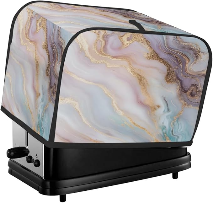 Marble Texture Gold Toaster Cover 4 Slice Dust and Fingerprint Protection Toaster Bread Maker Covers Washable Kitchen Small Appliance Covers for Kitchen Accessories Decor Bakeware Women Gift