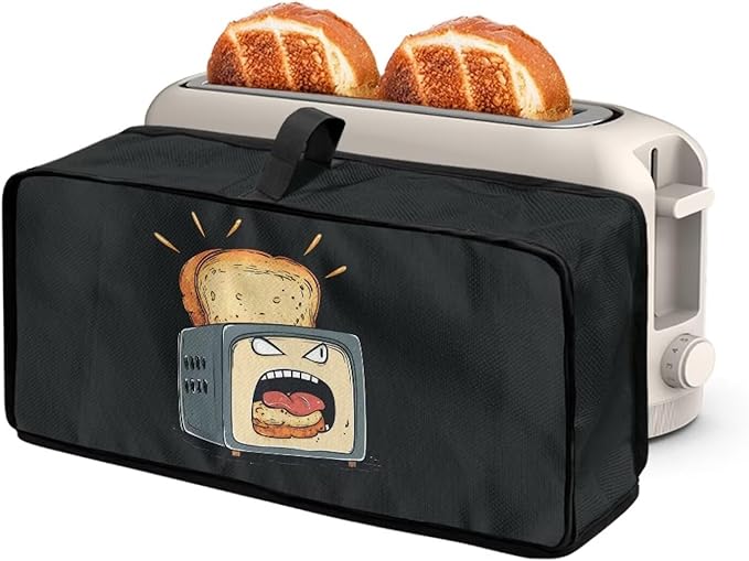 Funny Bread Toaster Cover 2 Slice, Machine Washable 2 Slice Slim Toaster Cover Protective Dust Covers for Kitchen Appliances, Heat-Resistant