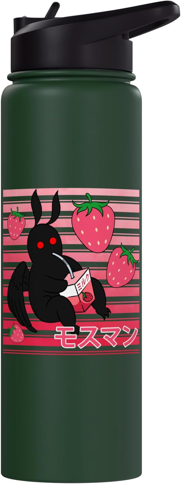 Mothman Kawaii Strawberry Milk Shake Carton Stainless Steel Insulated Water Bottle