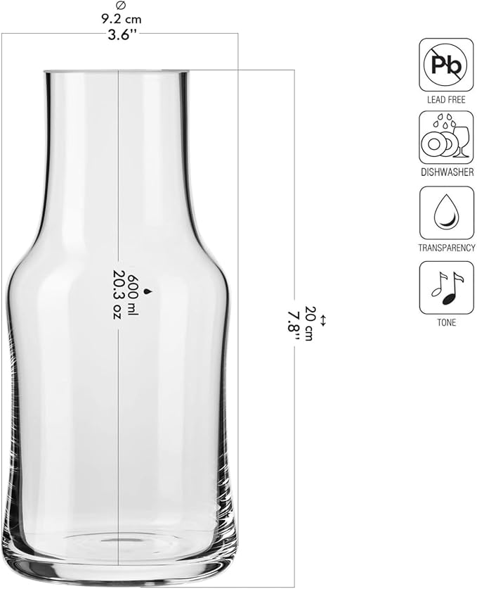 Krosno Water Drinking Night Bedside Water Carafe & Tumbler Set, Set of 2, 20.3 and 6.8 oz, Splendour Collection, Home Restaurant Events Parties, Dishwasher Safe, Gift Idea, Made in Europe