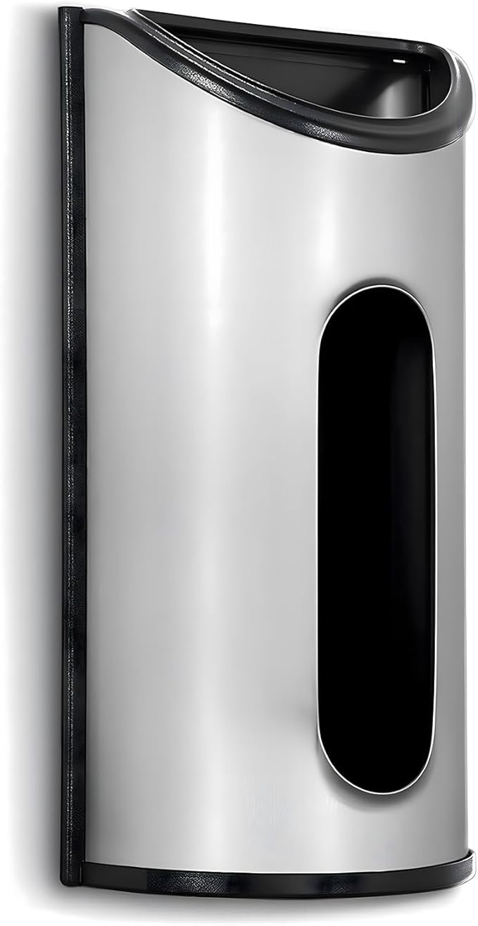 Plastic Bag Holder for Grocery Bag Wall Mount, Kitchen Dining Laundry Room Trash Bag Storage Dispenser, Smudge-Proof Anti-Fingerprint Stainless Steel, Silver