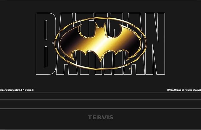 Tervis Traveler DC Comics - Batman - Gotham Gold Triple Walled Insulated Tumbler Travel Cup Keeps Drinks Cold & Hot, 30oz with Straw Lid, Stainless Steel
