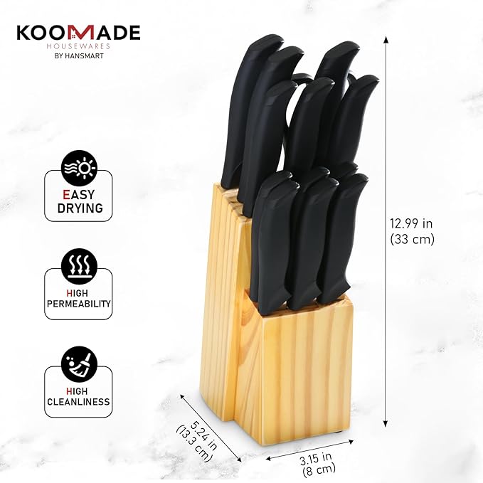 Knife Set With Block, Cutlery Essentials 23 Pieces Kitchen Stainless Steel Knife Block Sets With Cutting Board，Shears，Paring，Utility，Santoku，Steak Knives，Dishwasher Safe Cutlery Block Set