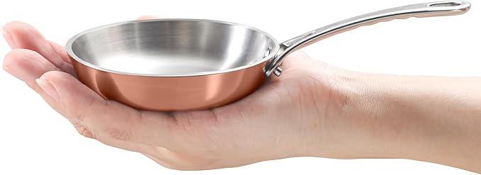 Macevia 0.12QT Mini Sauce Pan, 18/10 Stainless Steel Butter Warmer, Small Pot with Handle, Ideal for Kitchen, Restaurant, Camping & RV Use (4 Inch) - Copper