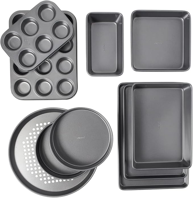 Oneida Select 10 Piece Nonstick Metal Bakeware Set, High-Performance & Dishwasher Safe,Silver