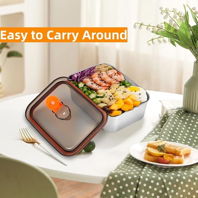 Stainless Steel Lunch Box Container with Lid, Pack of 3 Bento Snack Boxes for Work, Travel or Picnics, Dishwasher Safe, 25oz, 45oz, 65oz