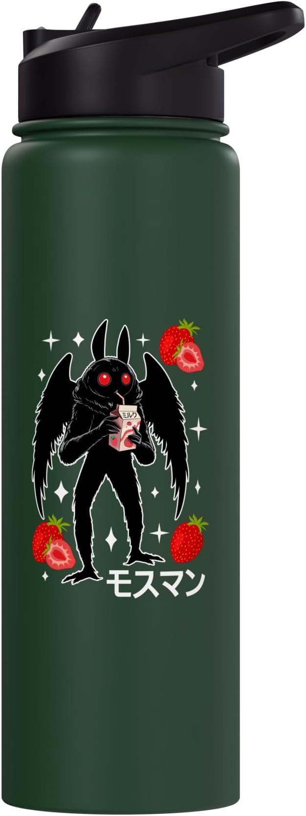 Mothman Kawaii Strawberry Milk Shake Carton Stainless Steel Insulated Water Bottle
