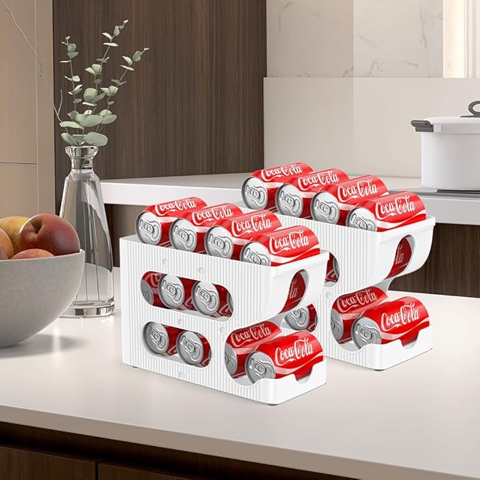 Sotfamily Soda Can Organizer for Pantry/Fridge, Automatic Rolling Pop Can Dispenser/Storage/Holder/Container for Refrigerator or 12" Deep Shelf, Space-Saving Drink Organizer for 12 Standard Cans