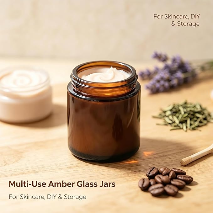 8oz Amber Candle Jars Set of 12,Round Glass Jar with Black Lids,Empty 250ml Glass Candle Making Jar Bulk Thick Small Food Storage Jars for Spice,Candy,Powder