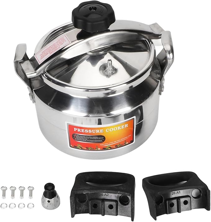 Asixxsix Asixxsix Aluminum Pressure Cooker, Explosion Proof Large Capacity Pressure Canner, Stovetop Cooker with Compound Bottom Easy Open Close for Gas Electric Flat Top Stoves (9L) (7L)