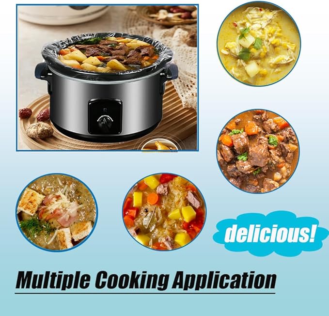 Slow Cooker Liners 40 Count Cooking Bags Extra Large Size Disposable Pot Liners, Fit 6QT to 10QT for Slow Cooker Cooking Trays Suitable for Oval & Round Pots 14"x 22", 40 Liners