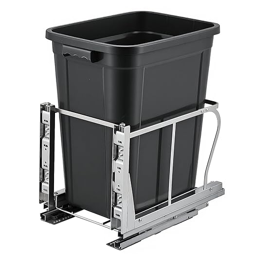 10 Gal Pull Out Trash Can Under Cabinet, Heavy Duty Under Sink Garbage Can Kit with Soft-Close Slides | Slide Out Waste Bin for Kitchen, Laundry | Requires Minimum Cabinet Opening 12" W x 18" D