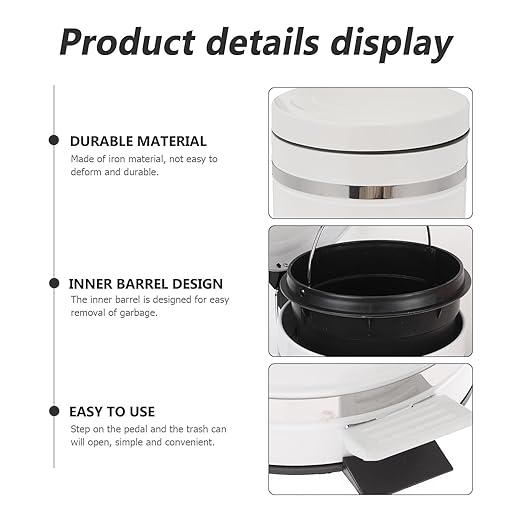 VICASKY Step-on Trash Can with Lid 5.5 Gallon Round Household Waste Basket Industrial Style Iron Pedal Rubbish Container for Kitchen Bathroom Office Use