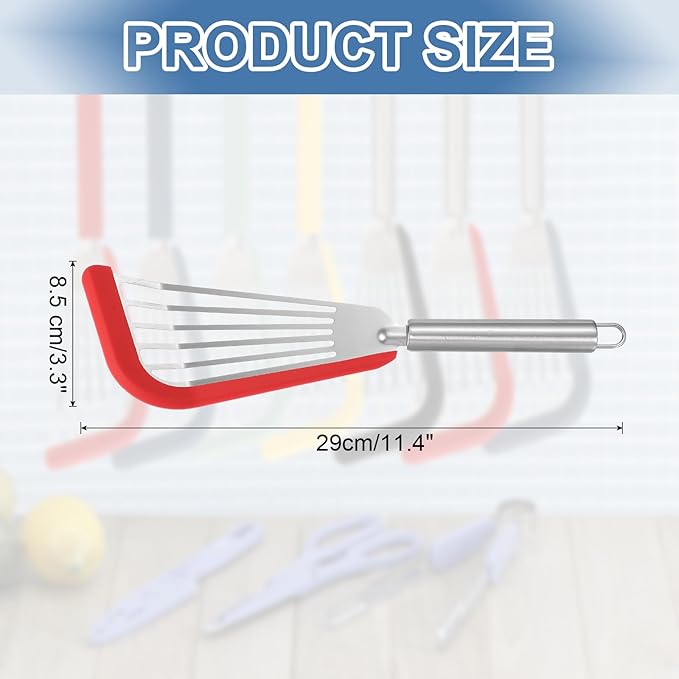 uxcell Stainless Steel Fish Spatulas with Handle Kitchen Cooking Spatula for Egg, Fish, Pancake Red