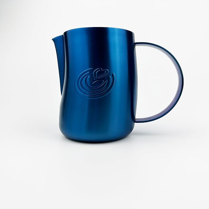 Barista Swag Curved Body Coffee Milk Frothing Cup for Espresso Machines Latte Art 500ml Steaming Pitchers (Matte Blue)