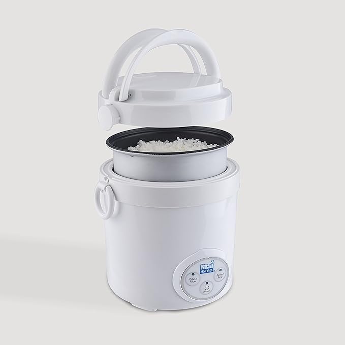Aroma Housewares (MRC-903D) Mi 3-Cup (Cooked) (1.5-Cup UNCOOKED) Digital Cool Touch Mini Rice Cooker,White