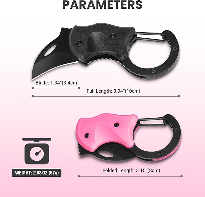 2 Pack Small Pocket Knife Gifts for Men & Women, Folding Box Cutter, Birthday & Christmas Stocking Stuffers Gifts Idea for Wife Husband Dad Mom (Black & Pink)