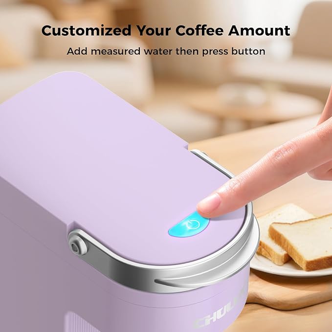 CHULUX Slim Single Serve Coffee Maker for K Pods, One Cup Coffee Maker Fits 7.3" Travel Mugs, Coffee Machine with 6 to 12oz Brew Sizes, Lavender