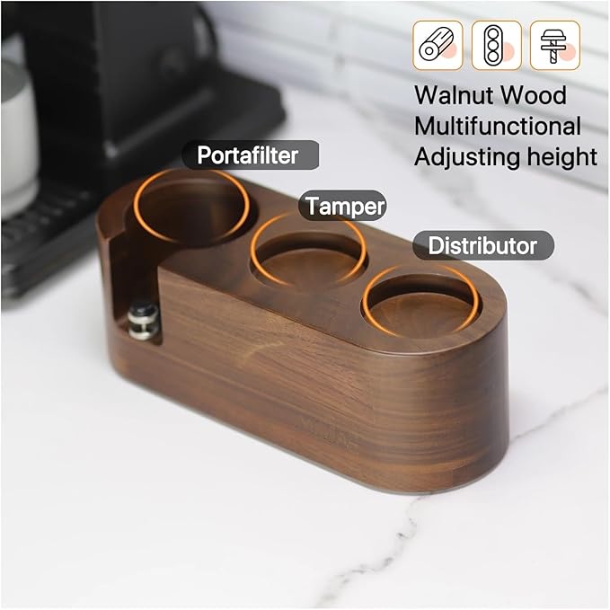 Walnut Wood Coffee Filter Holder, Espresso Tamper Mat Stand, Coffee Maker Support Base Rack, Barista Accessories(Orange)