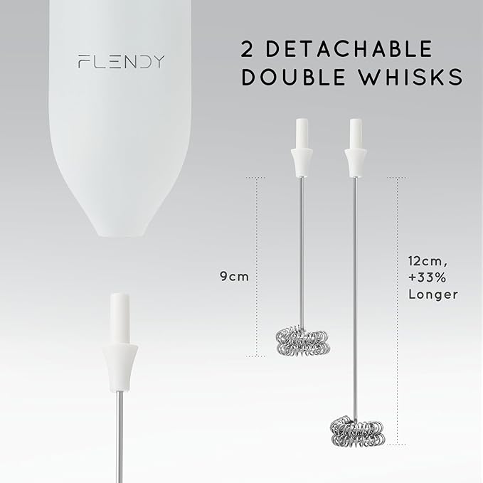 Flendy Rechargeable Milk Frother Handheld, Coffee Frother Handheld with USB-C Charging Stand, Electric Drink Mixer Handheld, Mini Electric Whisk Frother for Coffee, Matcha, etc