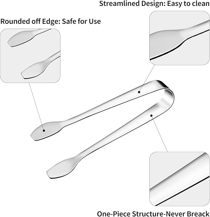 SOLEADER Mini Serving Tongs, Small Serving Utensils for Catering, Kitchen Tongs, Food-Grade Premium 304 Stainless Steel Tongs, Heavy Duty (4.5" Appetizer Tongs)