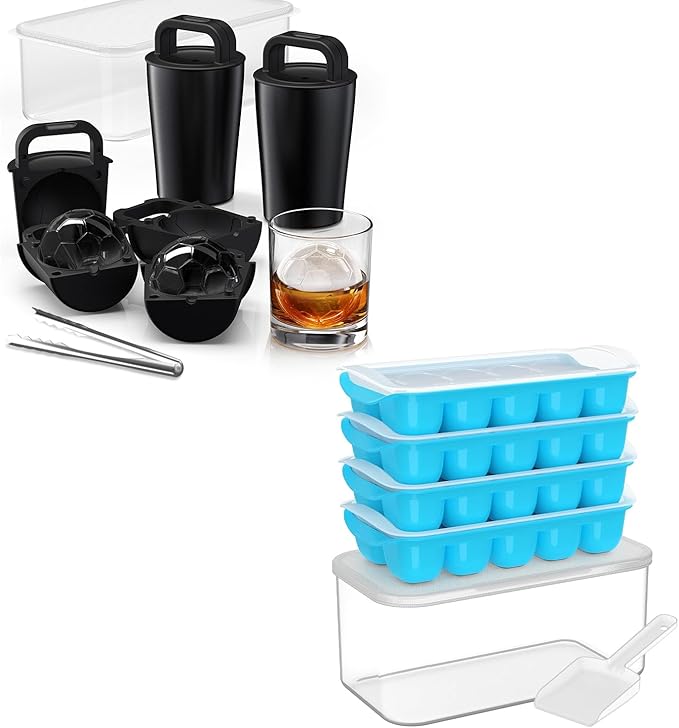 Ice Cube Tray with Lid+Clear Ice Cube Maker 2.5"
