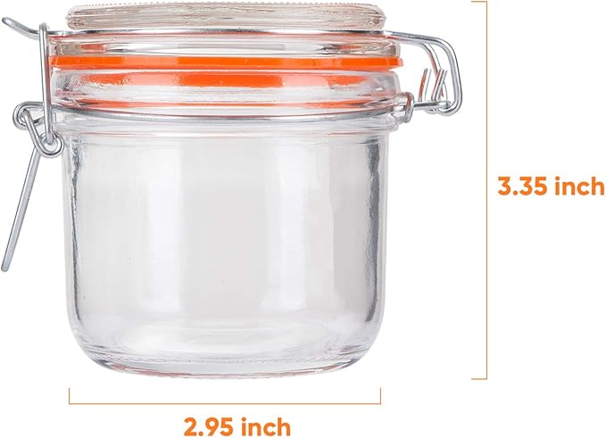 Glass Jars With Airtight Lids, 6 oz Mason Jars,Glass Jar With Leak Proof Rubber Gasket 200ml,Storage Jar With Hinged Lid for Home and Kitchen,GlassStorage Containers With Lids 12 Pack