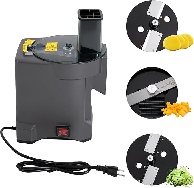 3-in-1 Commercial Vegetable Processor, Multifunctional Electric Vegetable Dicer Slicer Shredder with 3 Blades, Automatic Food Processor for Onion Shredder Potato Slicer