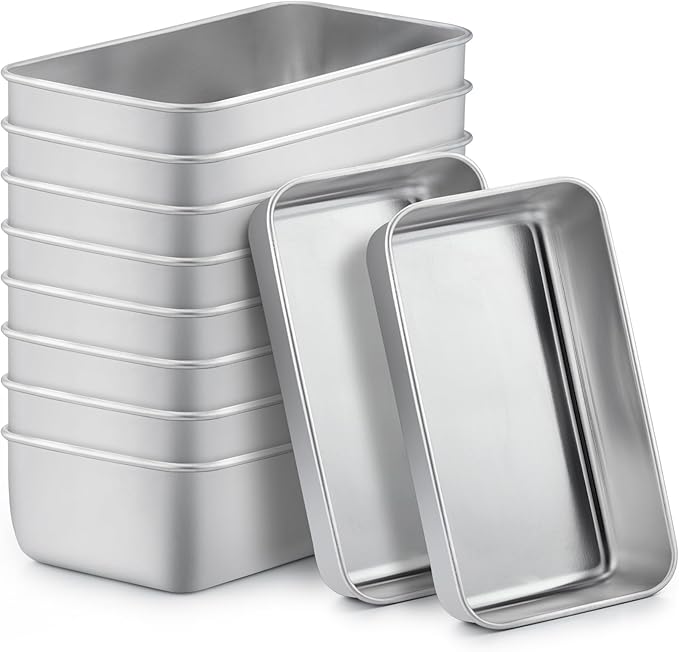 TeamFar Loaf Pans for Baking, 9 x 5 Inch Stainless Steel Loaf Bread Pans Tins for Homemade Bread/Brownies, Healthy & Sturdy, Oven & Dishwasher Safe - Set of 10
