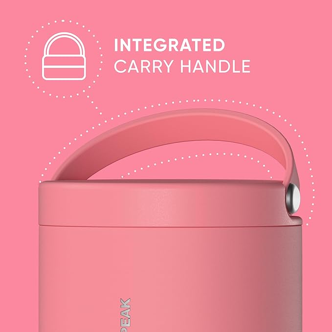 Hydrapeak 18oz Stainless Steel Vacuum Insulated Food Jar | Hot Food and Cold Food, Wide Mouth Leak-Proof Soup Jar for Adults, 10 Hours Hot and 16 Hours Cold (Neon Crush)