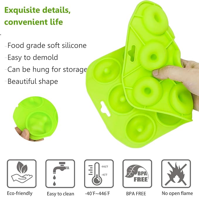 12 hole Silicone Donut Pan, Bite Size Silicone Donut Molds for baking, Mini Donut Mold Heat Resistant, Mini Donut Pan for baking Donuts, Muffin, Cake Biscuit Bagels, Non-stick Bottom, Dishwasher Safe