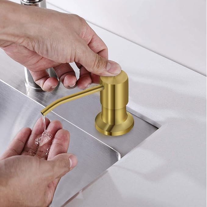 Sink Soap Dispenser, Kichen Sink Soap Dispenser, 47" Extension Tube kit, Under Sink Soap Dispenser Pump, No Need More Refills （Golden, 2 Pack）
