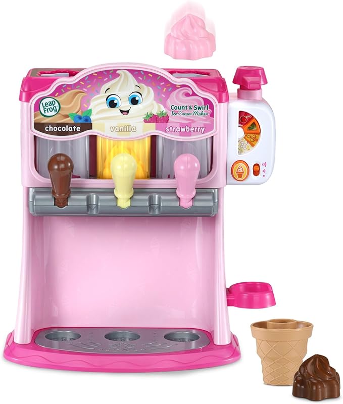 LeapFrog Count and Swirl Ice Cream Maker Playset for Kids Ages 2 Years and up, Pink
