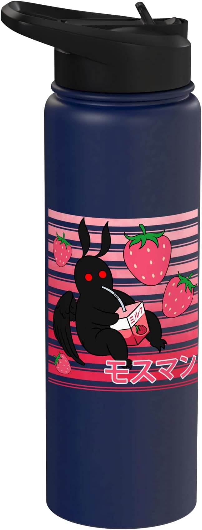 Mothman Kawaii Strawberry Milk Shake Carton Stainless Steel Insulated Water Bottle