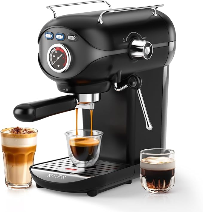 XIXUBX Espresso Machine, 20 Bar Pump Temperature Control, Compact Espresso Maker with Steam Milk Frother, Professional Coffee Makers for Home, Cappuccino Latte Machine, Gifts for Coffee Lover