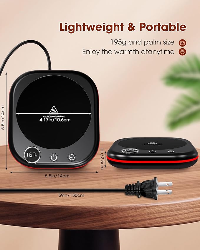 Coffee Mug Warmer - 36W Cup Warmer for Desk with Temperature Display & Ambient Light, 1-12 H Timer, 4 H Auto Shut Off, Smart Candle Warmer, Gift for Coffee, Tea, Milk, Beverage