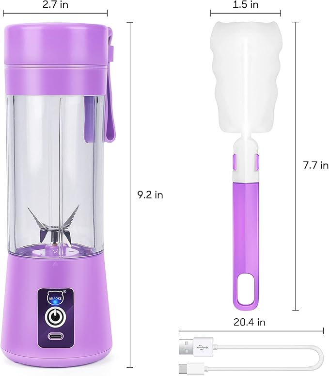 MIAOKE Portable Blender, Personal Mini Juice, USB Rchargeable Juicer Cup with Six Blades in 3D, Smoothie Blender Home/Office/Outdoors